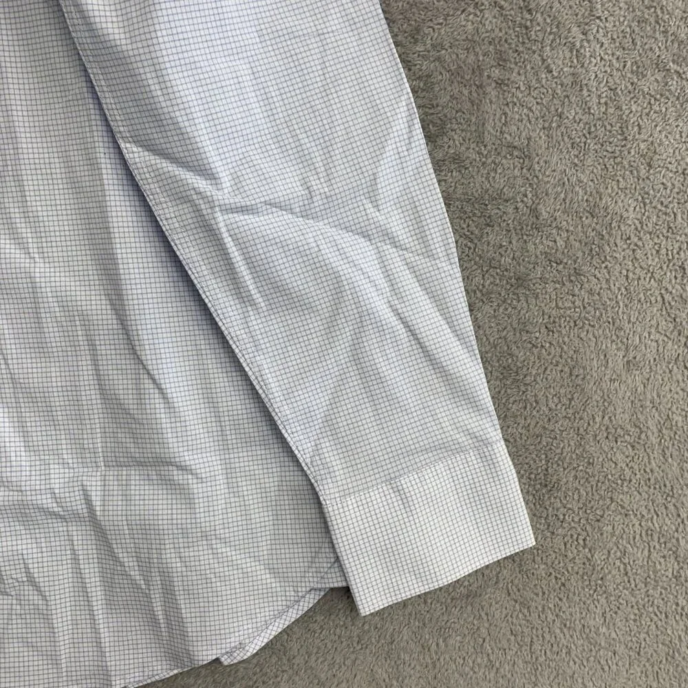 Banana Republic Men's L Slim Fit Stretch Poplin Shirt Blue Checkered  G1859